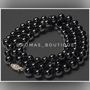 Vintage 14k clasp and Hematite Beaded necklace